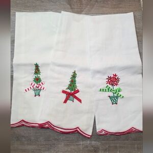 Festive Embroidered Holiday Towels Set Of 3